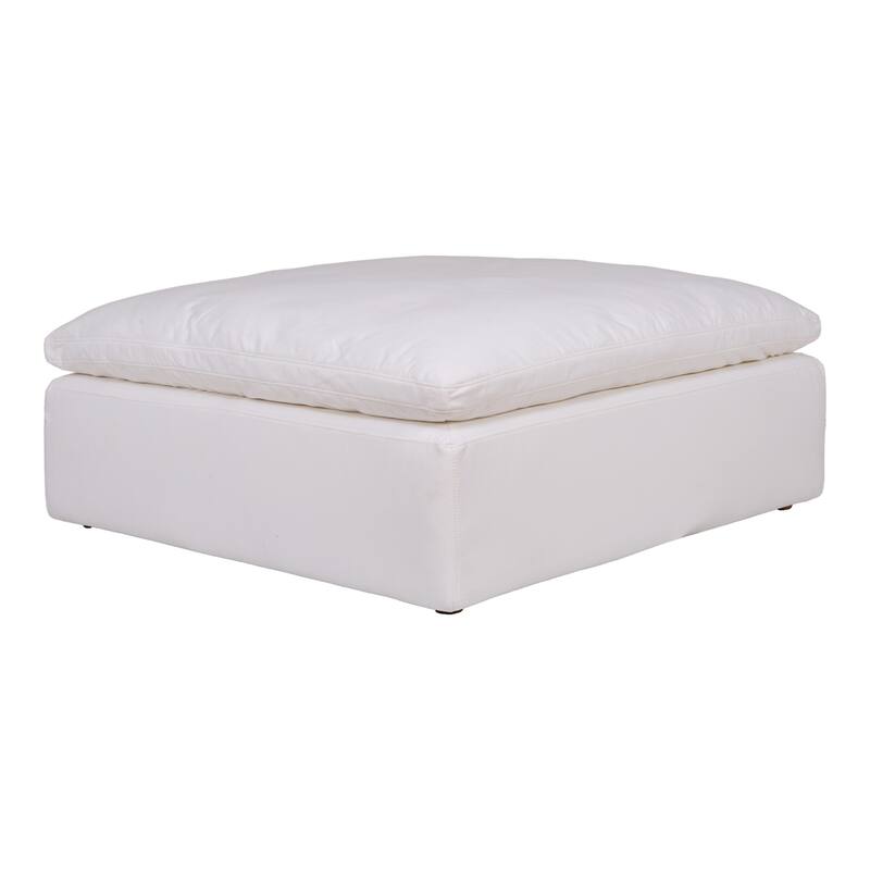 Aurelle Home Corbin Modern Modular Sectional Piece - Ottoman - Livesmart Fabric White