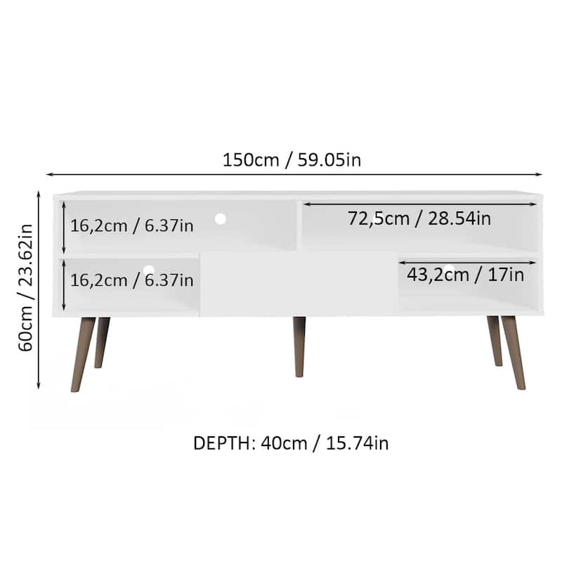 Madesa Modern TV Stand with 1 Door and 4 Shelves with Cable MANAGEMENT for 55, 65 Inch Media Storage