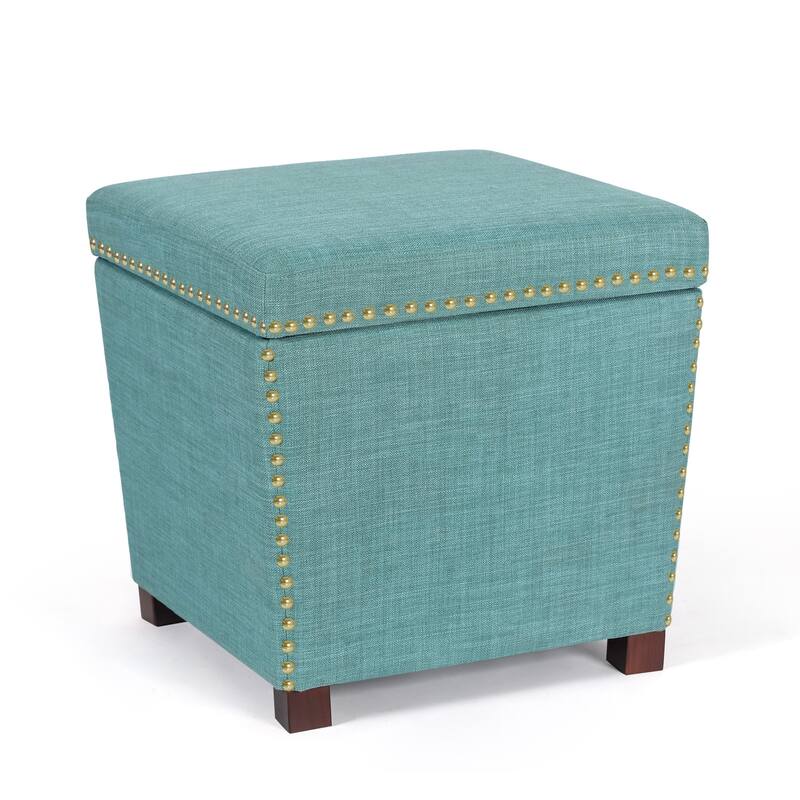 Adeco Storage Ottoman Square Footrest Stool