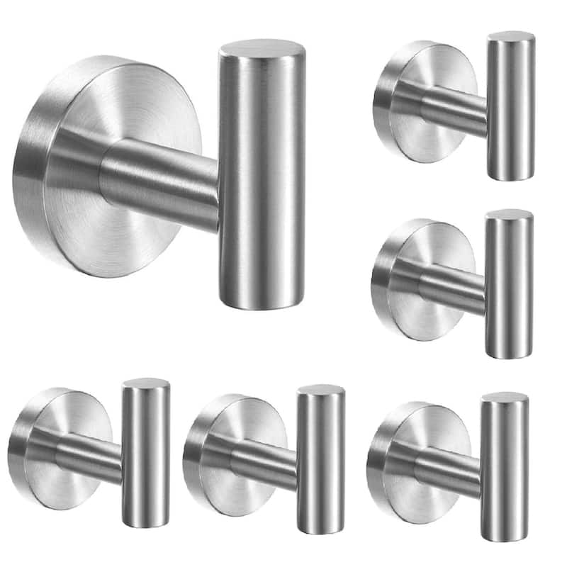 6-Pack Bathroom Robe and Towel Hook in Stainless Steel