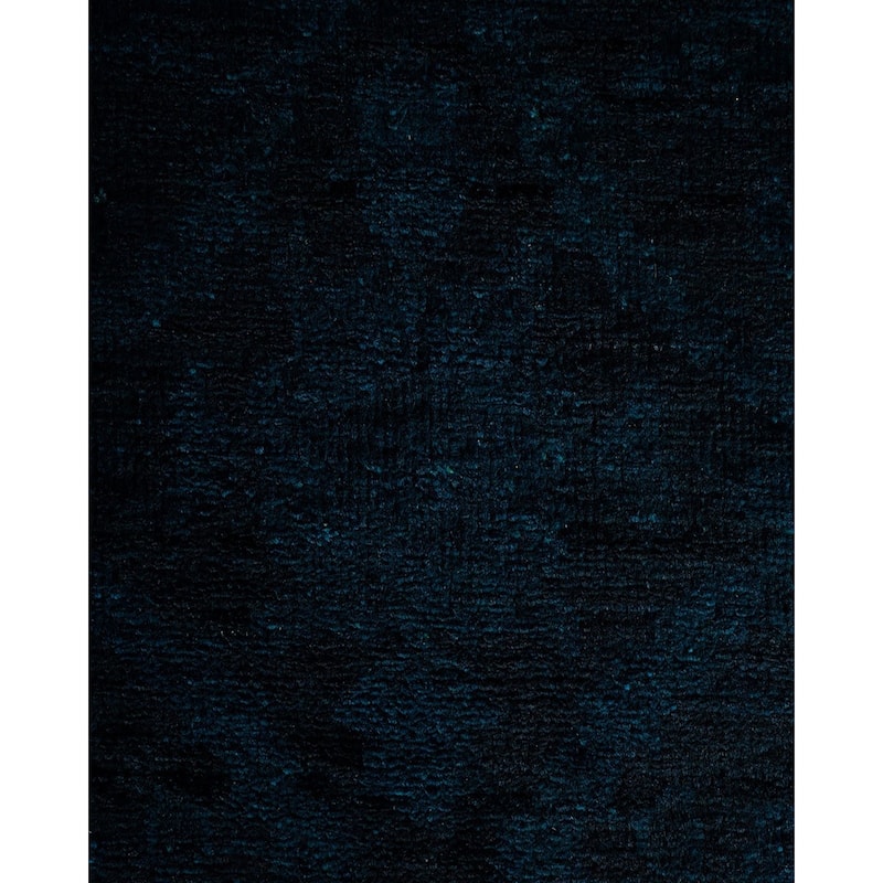Overton Hand Knotted Wool Vintage Inspired Modern Contemporary Overdyed Black Runner Rug - 2' 7" x 19' 6"