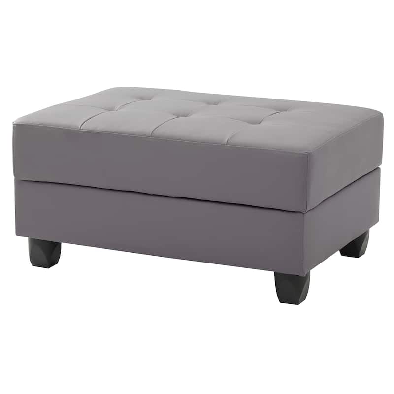 Faux Leather Upholstered Storage Ottoman - 37" - Gray