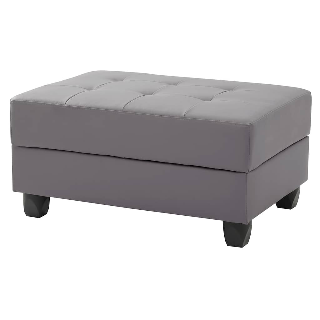 Faux Leather Upholstered Storage Ottoman - 37" - Gray