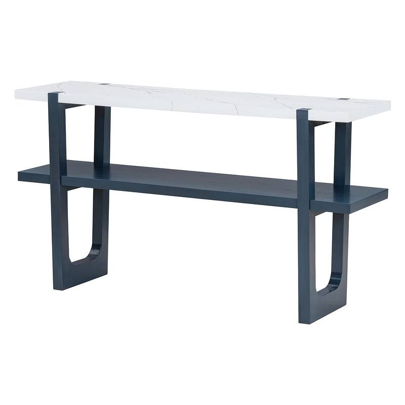 Console Table with Marble-Effect Top - Versatile Storage Solutions