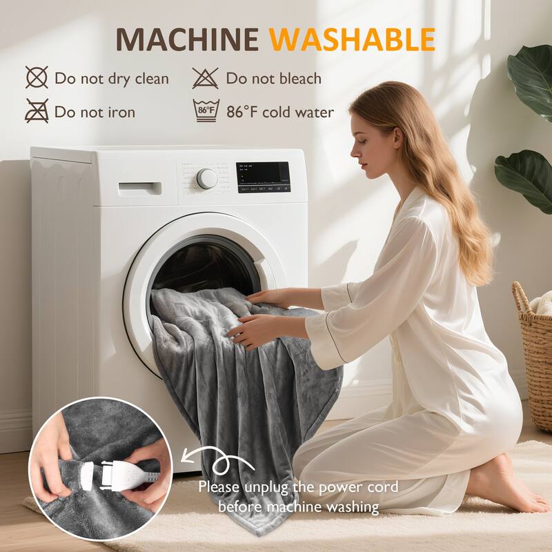 Electric Flannel King Queen Throw Heated Blanket
