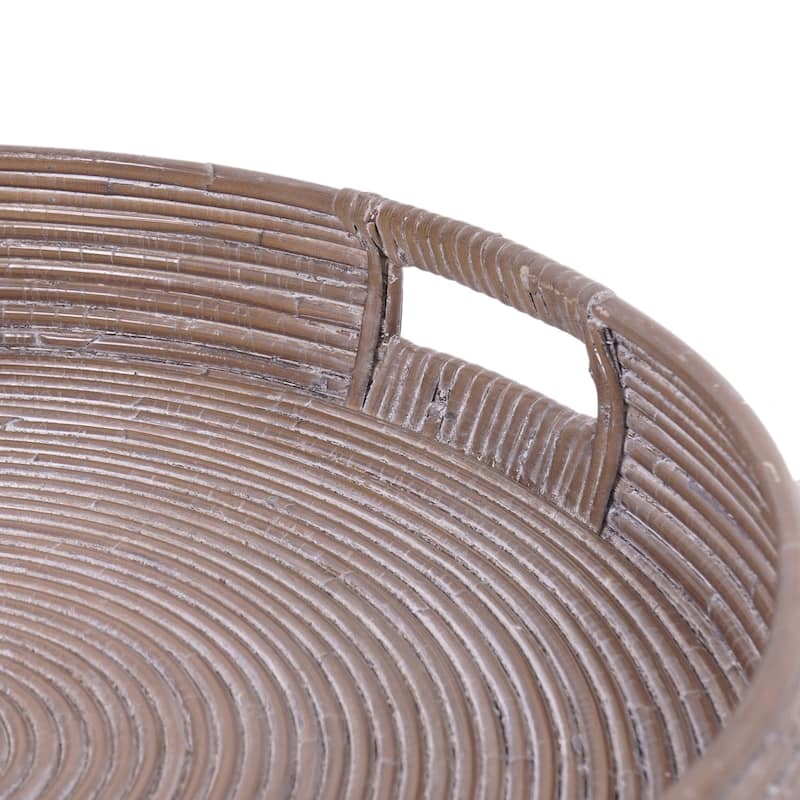 Indigo Road by Egypt Sherrod x East at Main Nami Whitewashed Rattan Round Trays (Set of 2)