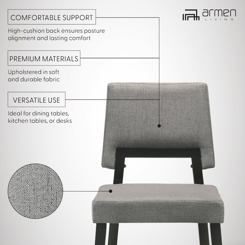 Channell Mid-Century Modern Upholstered Wood Dining Chairs - Set of 2