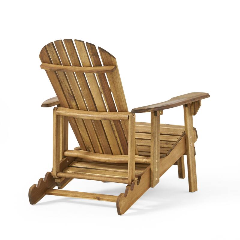 Libo Outdoor Reclining Adirondack Chair, Slatted Light Brown Wood