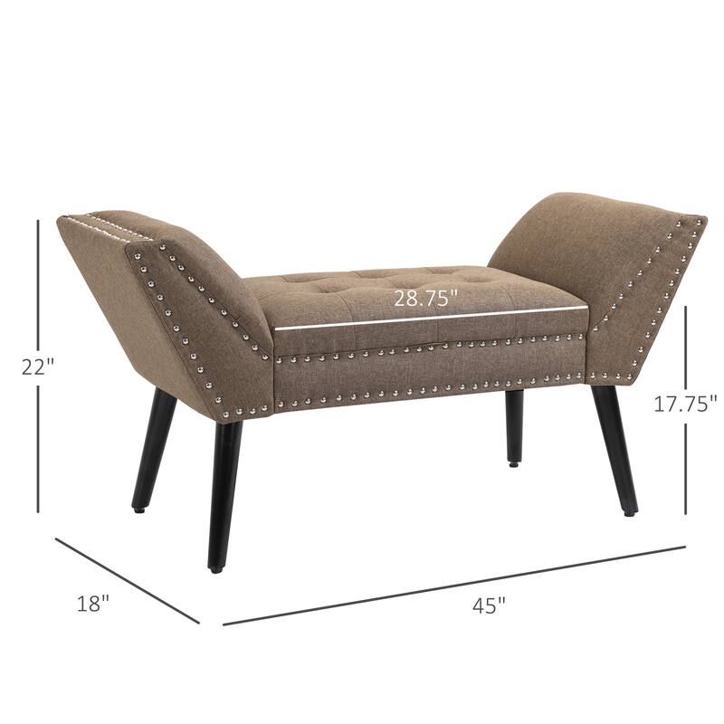 HOMCOM Modern Button Tufted Sitting Bench/Accent Fabric Upholstered Ottoman for Bedroom or Living Room