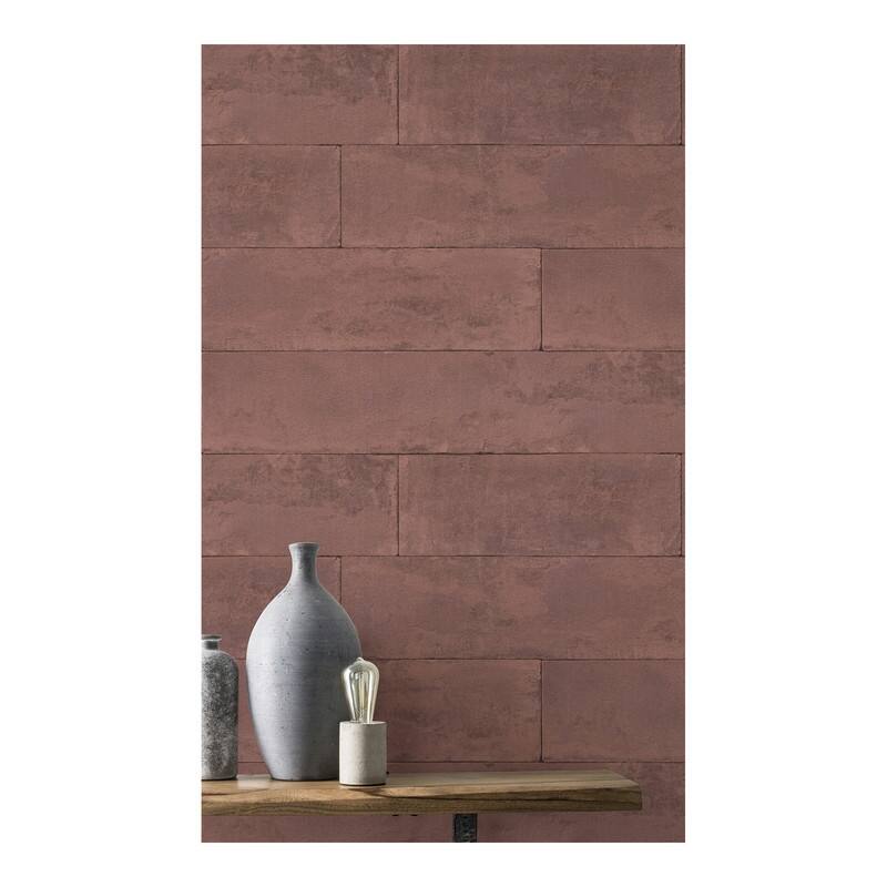 Advantage Lanier Oxblood Stone Plank Wallpaper - 21 x 396 x 0.025