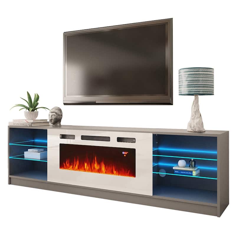 Boston WH01 79-inch Modern Electric Fireplace TV Stand