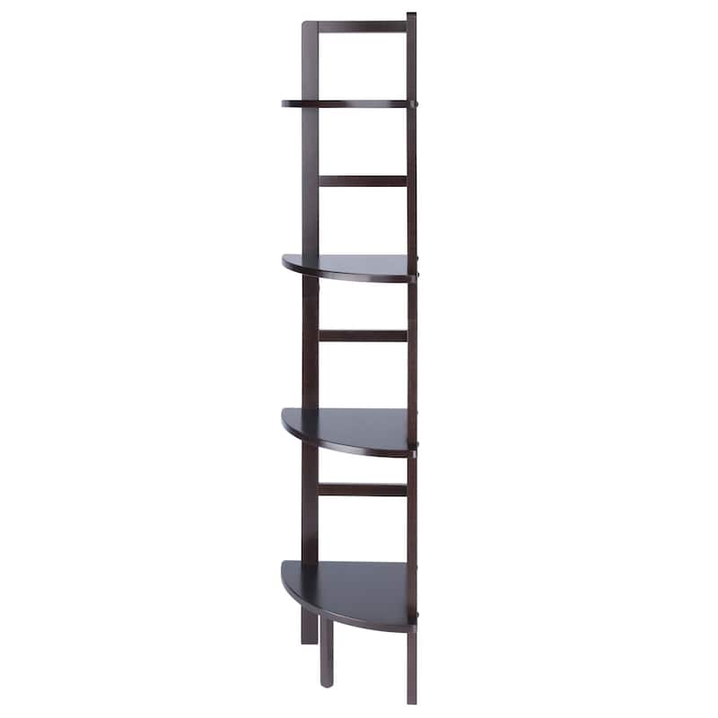 4 Tier Narrow Tall Storage Corner Shelf Rack - 63.5" - Coffee Brown