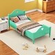 preview thumbnail 2 of 26, Twin Size Toddler Bed with Safety Rails and Love Design Cutouts - Solid Wood Construction, Macaron Colors, Easy Access