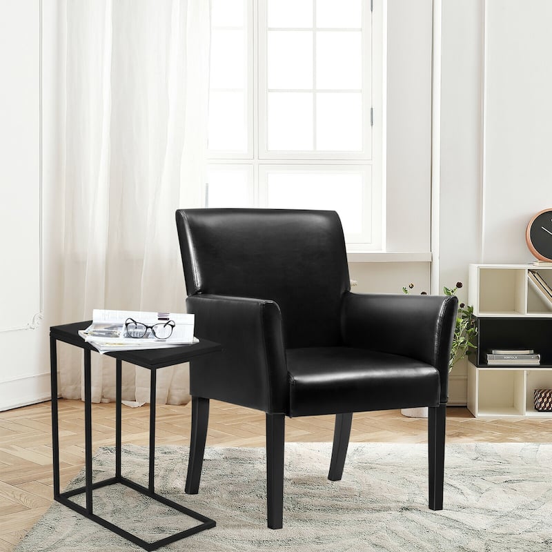 Gorelax C-shaped Side End Table & Reception Arm Chair Set w/Rubber