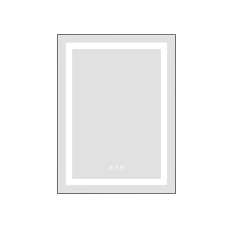24 x 30 Inch LED Bathroom Mirror with Front and Backlight, Wall Mounted Vanity Mirror with Aluminum Frame, Anti-Fog - Gun Ash