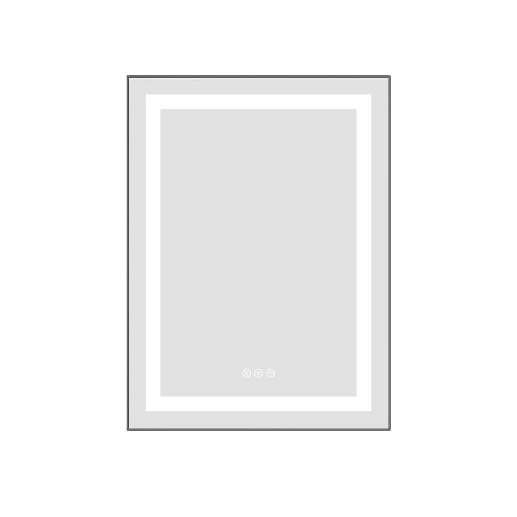 24 x 30 Inch LED Bathroom Mirror with Front and Backlight, Wall Mounted Vanity Mirror with Aluminum Frame, Anti-Fog