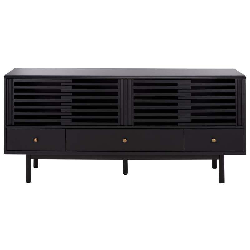 SAFAVIEH Home Adrin 3 Drawer Sideboard - 63"W x 17"D x 29"H - Black/Brass