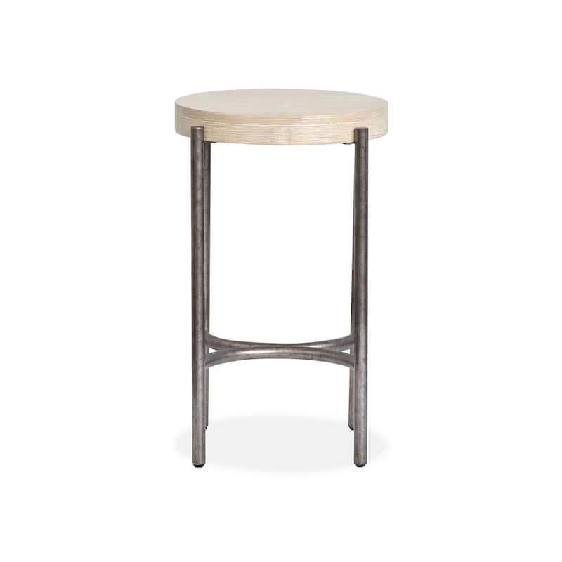 Magnussen Home Jennings Edgecomb Grey and Weathered Antique Nickel Round Accent Table - 18''W x 18''D x 26''H
