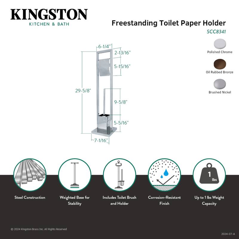 Kingston Brass Edenscape Freestanding Toilet Paper Holder with Brush and Holder