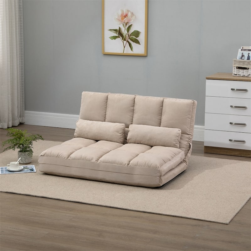 Folding Floor Sofa Chair with Pillow, Adjustable Backrest and Headrest