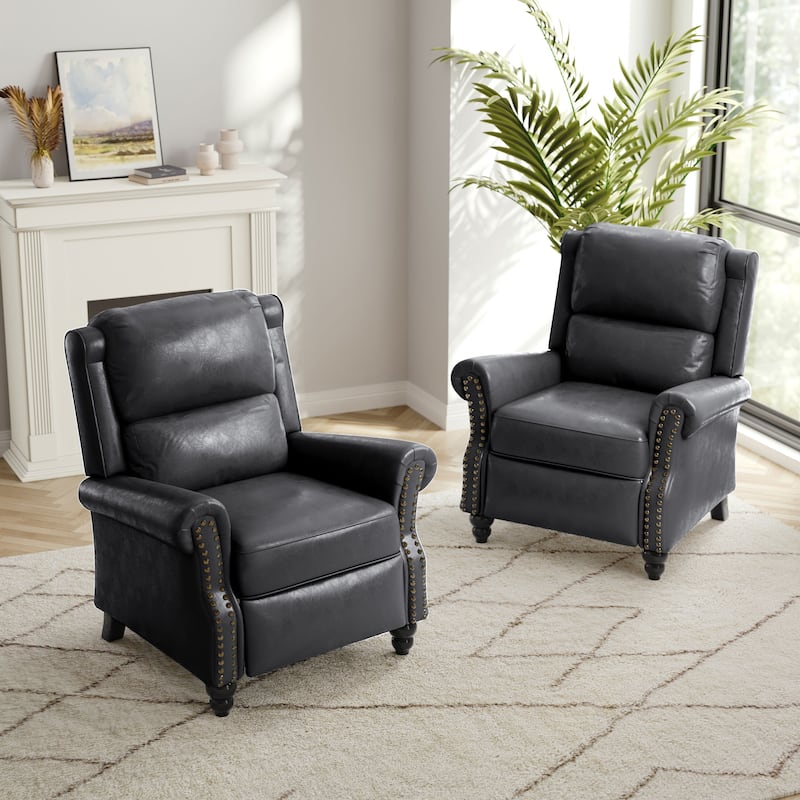 Nail-head Padded Seat Pushback Recliner Chair