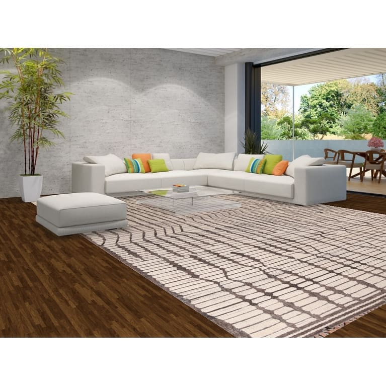 All-Over Moroccan Oriental Large Area Rug Hand-Knotted Wool Carpet - 12'0" x 18'8"