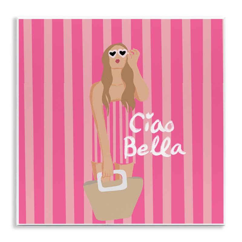 Stupell Pink Striped Glam Girl Wall Plaque Art Design By Chen Alyesh - 12 x 12