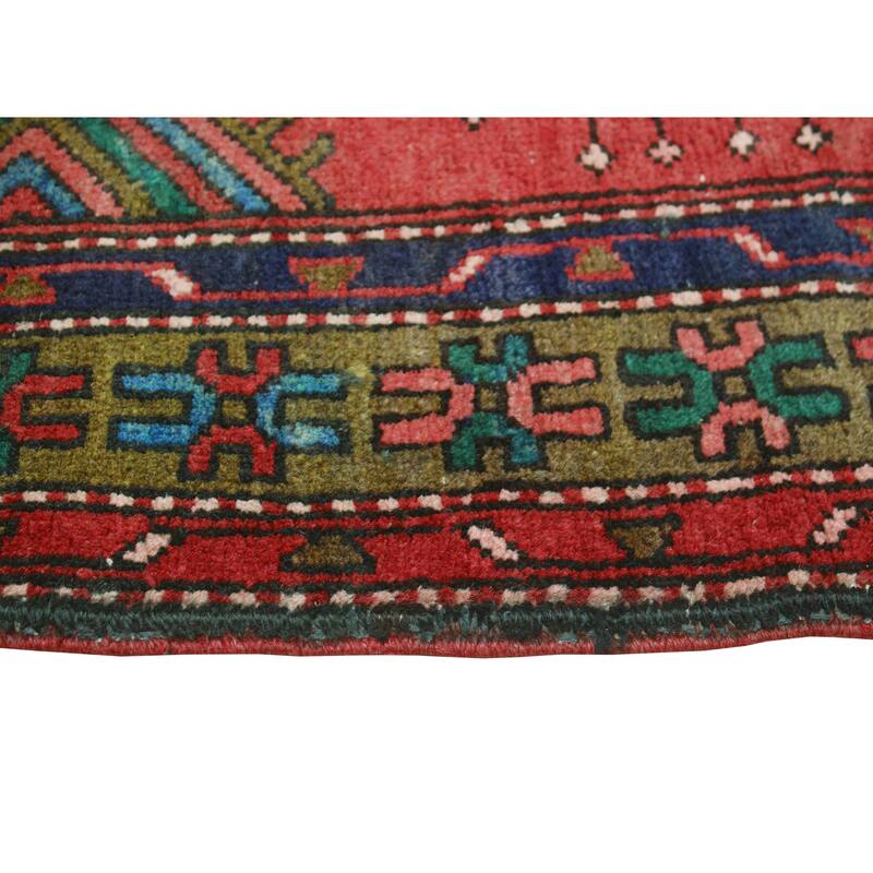 Fine Vintage Distressed Rosann Red/Green Runner - 3'2" x 9'10"