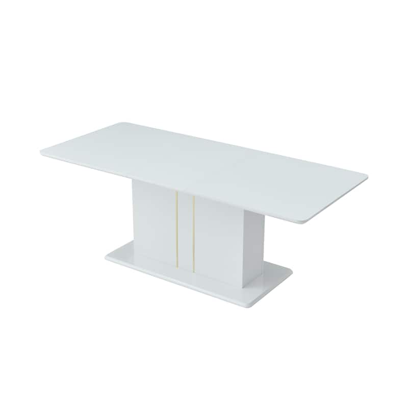 Homy Casa High Glossy White/Gold Extendable Dining Table Rectangular