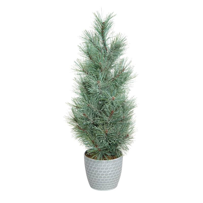 Transpac Artificial 24 in. Green Christmas Traditional Tree in Bucket