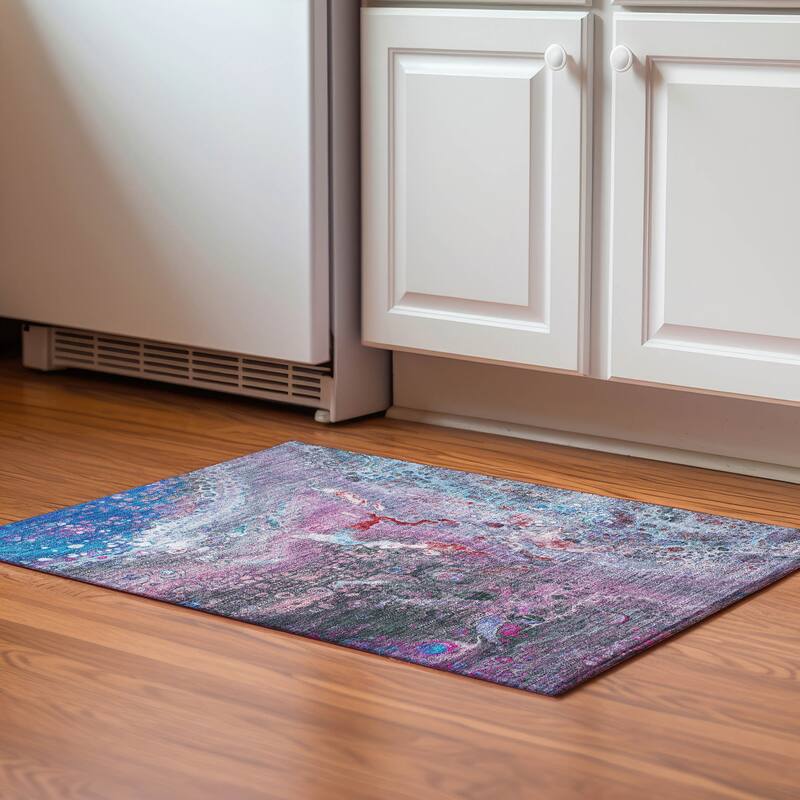 Premium Washable Super Soft Contemporary Mayfield Rug - Blue - 1' 8" x 2' 6" - Rectangle