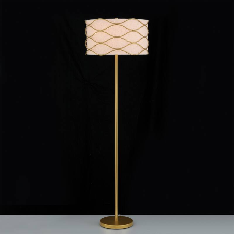 Acroma Standard Adjustable FloorLamp with Fabric Wavy Shade