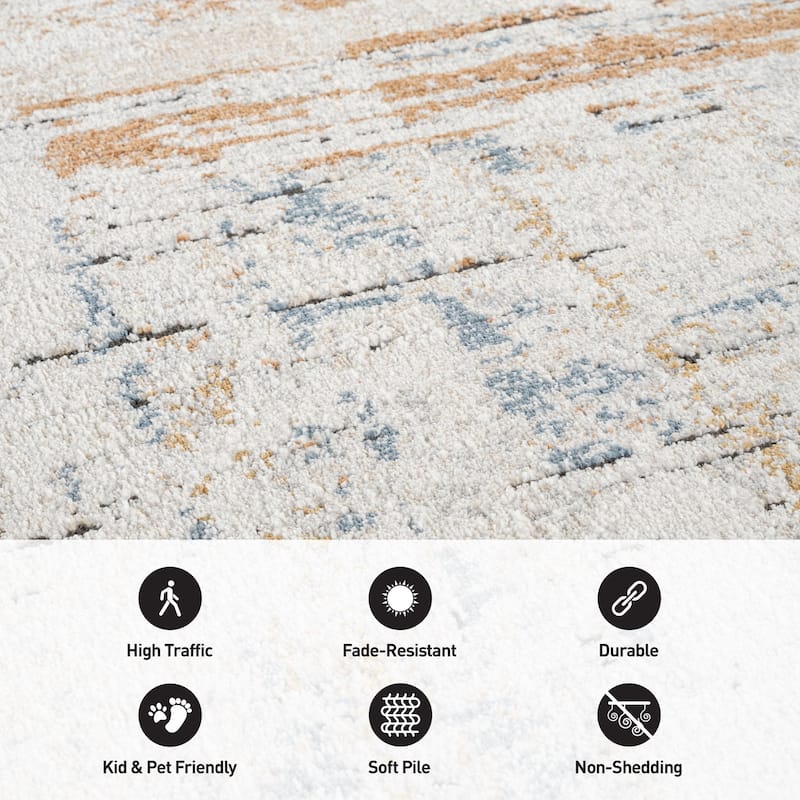 Multi-Tonal Rug for Living Room, Entryway, or Family Spaces - Easy to Clean and Comfortable Underfoot