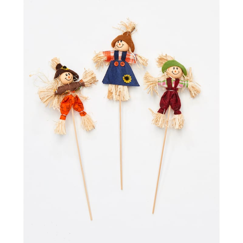5" Scarecrow on 11" Pick, Set of 12