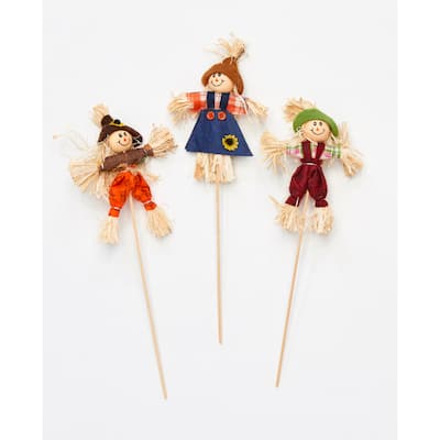 5" Scarecrow on 11" Pick, Set of 12