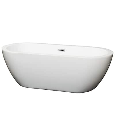 Wyndham Collection Soho 68-inch White Freestanding Soaking Bathtub