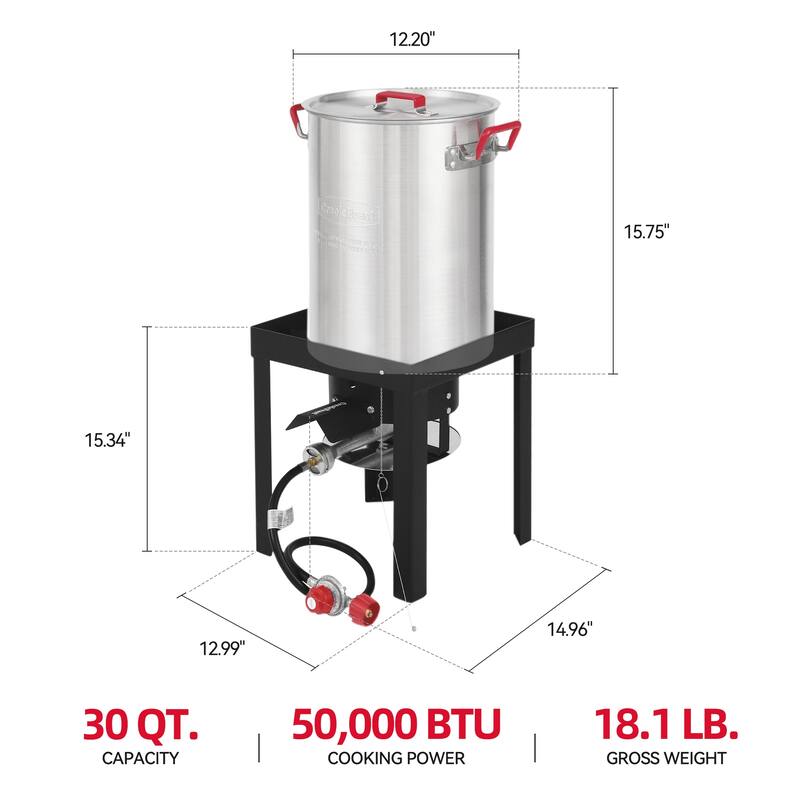 Creole Feast, TFS3000L, Premium Aluminum 30 Qt. Turkey Fryer Set