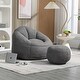 preview thumbnail 21 of 37, Microfiber Upholstered High Density Memory Foam Round Lazy Bean Bag Sofa Chair with Ottoman