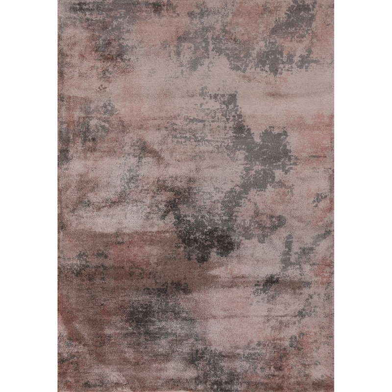 All-Over Abstract Indian Modern Rug Hand-Knotted Wool Carpet - 4'10"x 6'11"