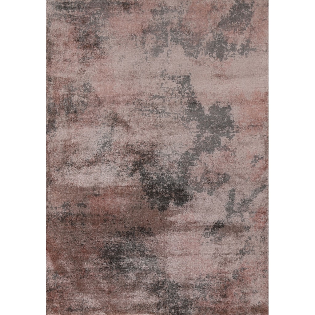 All-Over Abstract Indian Modern Rug Hand-Knotted Wool Carpet - 4'10"x 6'11"
