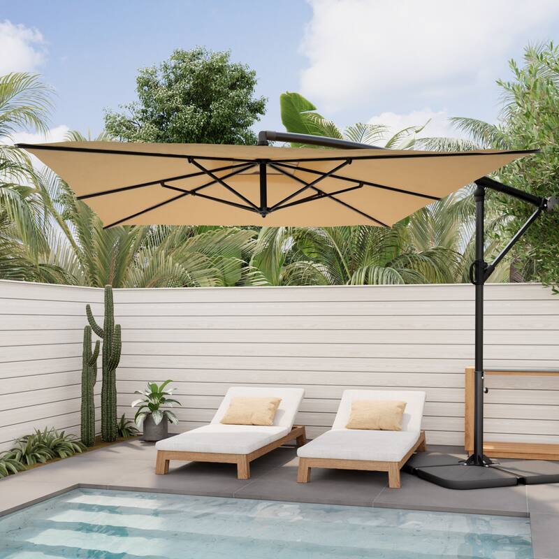 COSIEST 9 x 11.5 ft Cantilever Hanging Outdoor Umbrella w/360-degree Rotation