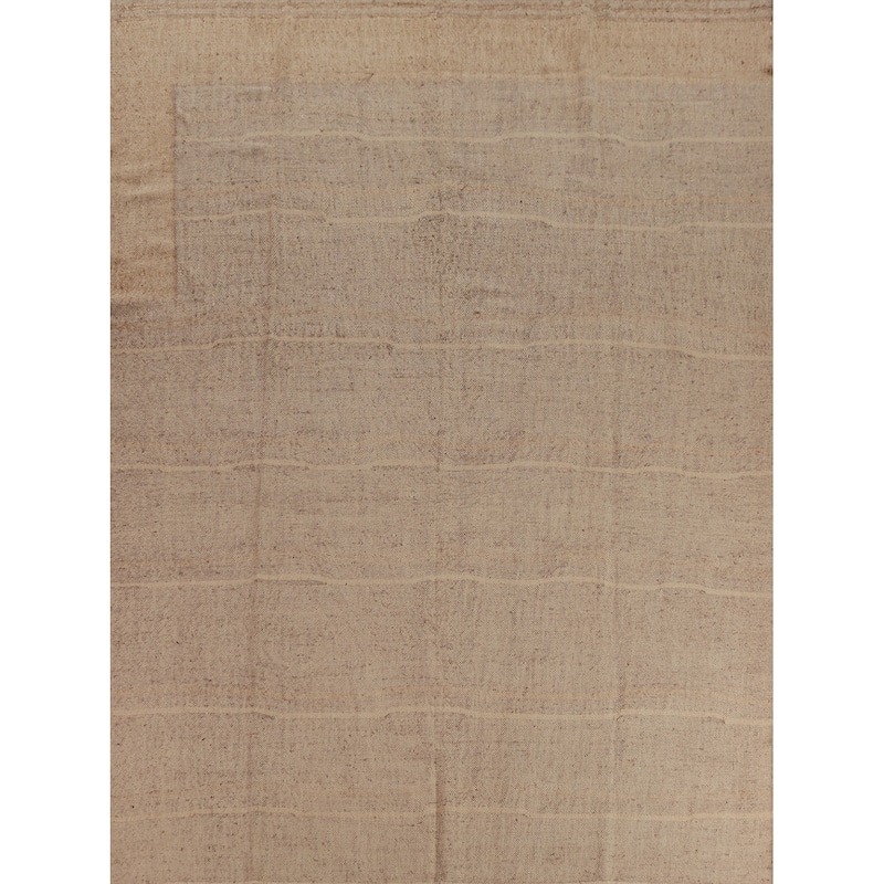 Earth Tone Brown Jute Kilim Oriental Area Rug Flatweave Jute Carpet - 9'9" x 11'4"