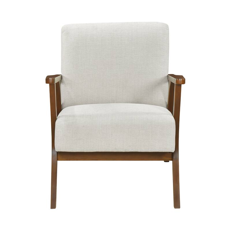 Sutton 27.5" Chenille Accent Chair - Chestnut Finish Solid Wood Frame
