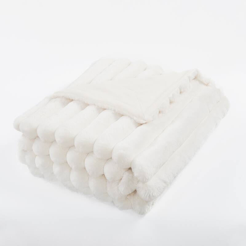 Fuzzy Striped FauxFur Throw.