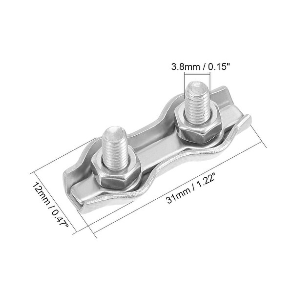 5mm Stainless Steel Cable Clip Cable Silver Tone 2 Pieces