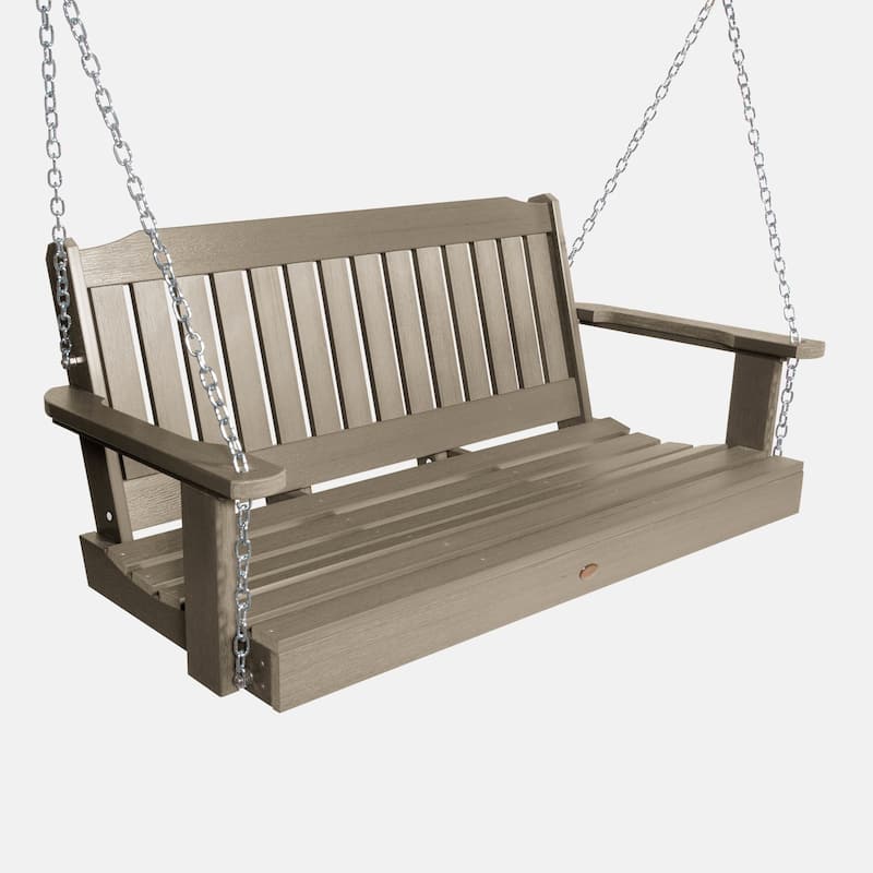 Highwood Lehigh 4-Foot Eco-friendly Synthetic Wood Porch Swing - Woodland Brown