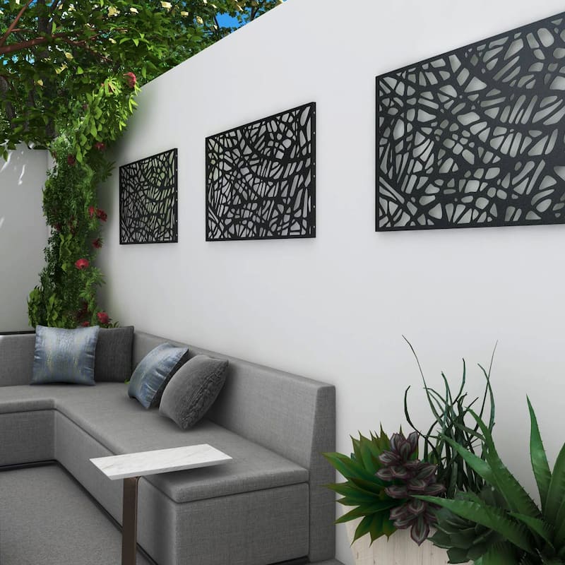 Outdoor Privacy Screen with Stand for Patio Garden Metal Fence