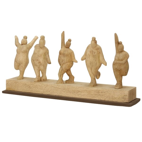 StyleCraft SC-IAC41355 Hand Carved Wood "Broad Ladies Dancing" People and Figures Statue - Natural