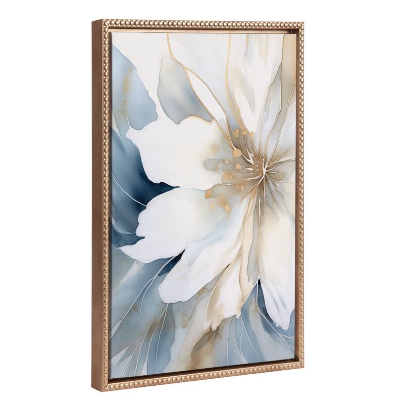 Sylvie Beaded Glam Floral Framed Canvas by Creative Bunch Studio - 18x24 - Gold
