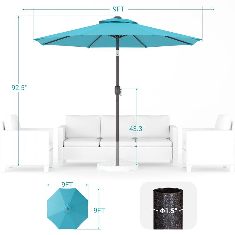 Bonosuki 9ft Patio Umbrella Market Table Umbrella with Tilt and Crank